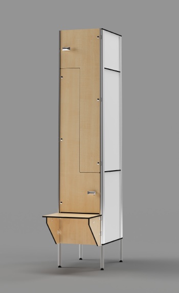 Phenolic Z-tier EU-style Locker with Bench
