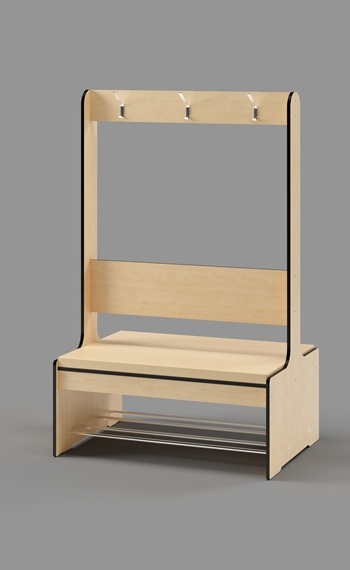Double-Sided Bench with Back Support and Hangers with Upholstered Seat
