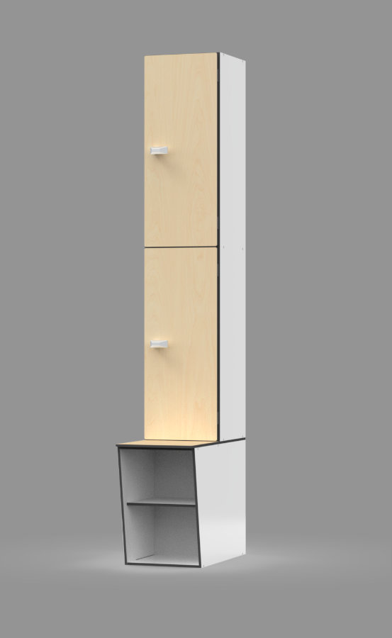 Traditional Phenolic Lockers 2-Tier with Inclined Double Cubby Bench