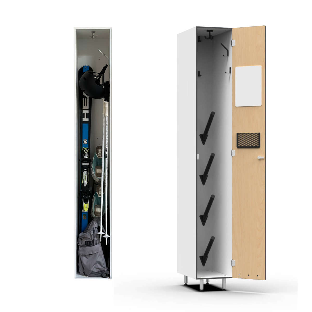 ski locker with boot horns