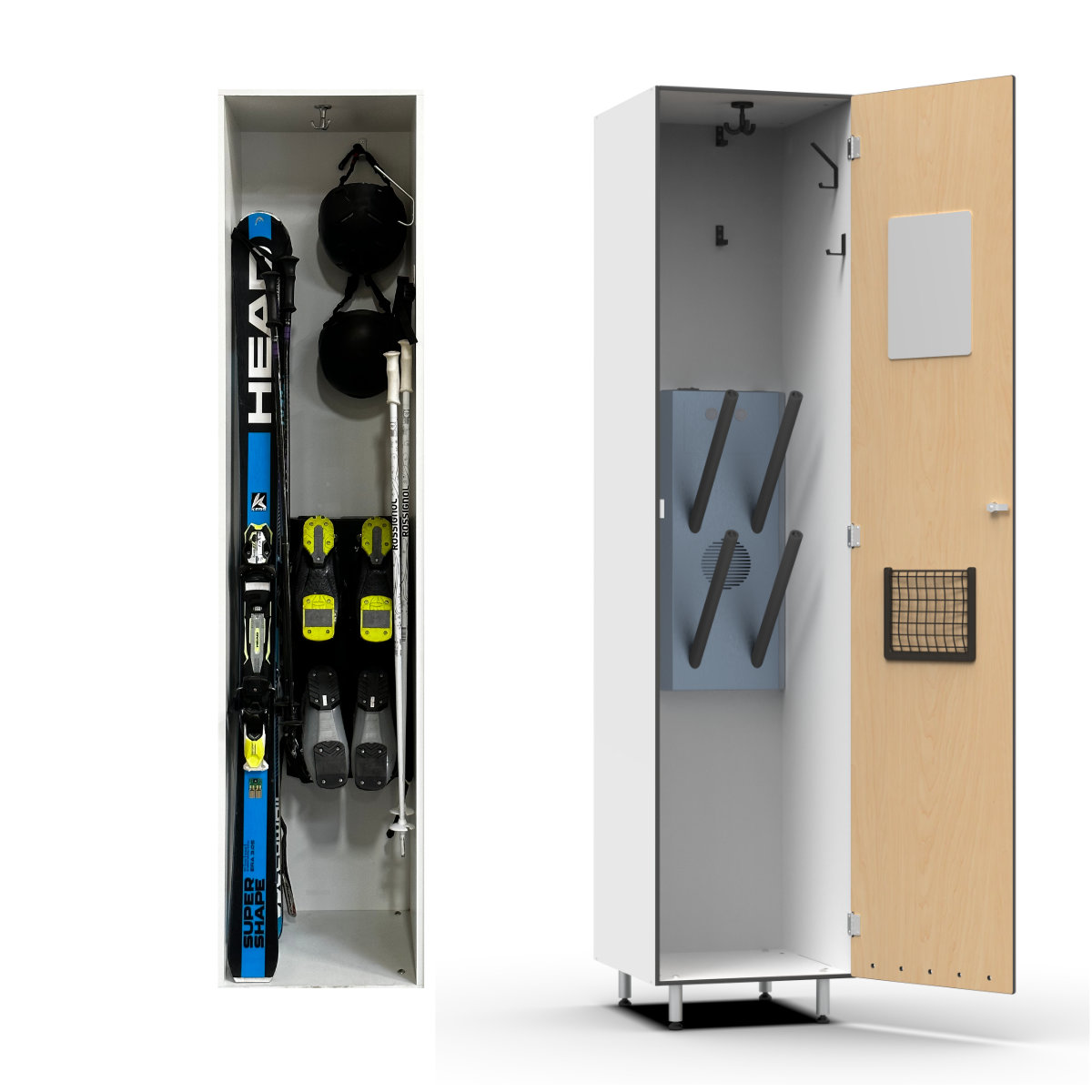 ski locker with boot horns