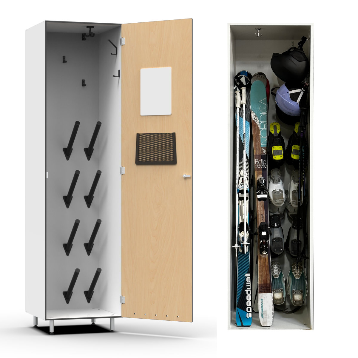 ski locker with boot horns