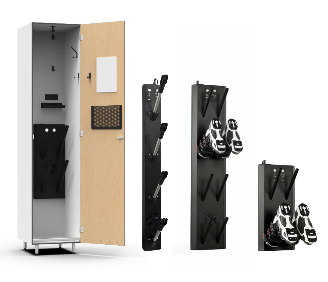 FOREMAN ski locker with mounted ski boot dryers in carious sizes