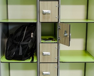 combination wallet locker with open cubbies