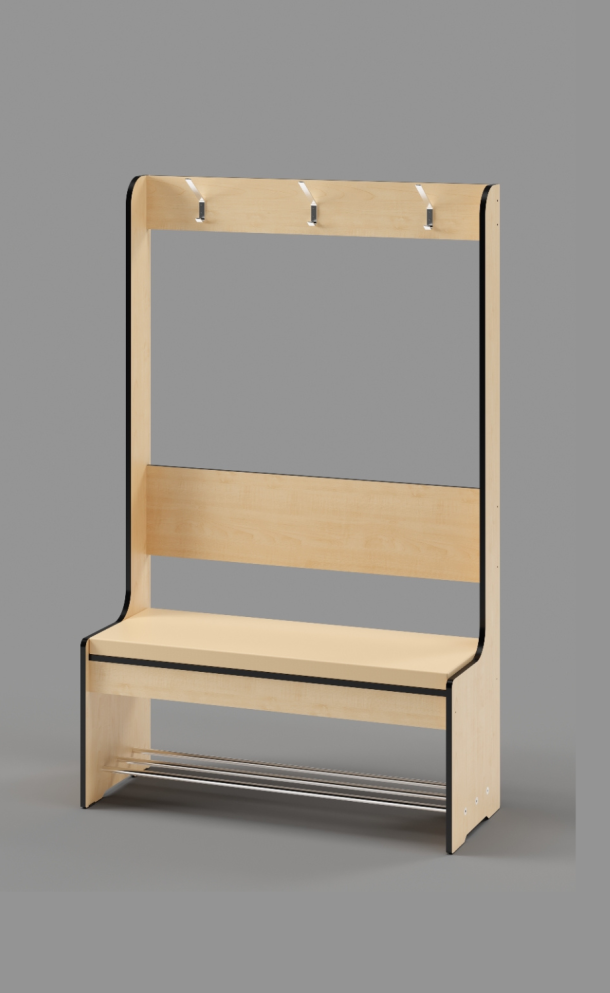 Bench with Back Support and Hangers with Upholstered Seat