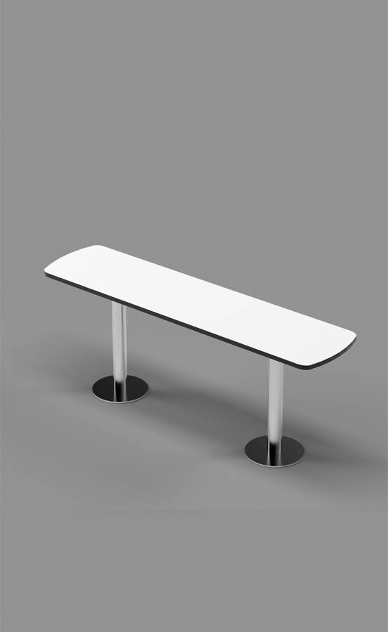 White Single Bench on Stainless Steel Posts