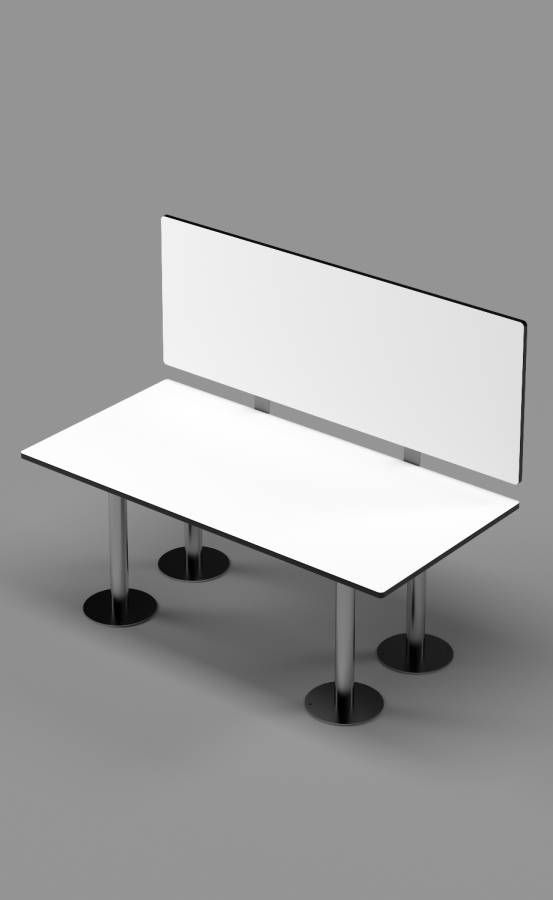 White ADA Bench with Back оn Stainless Steel Posts