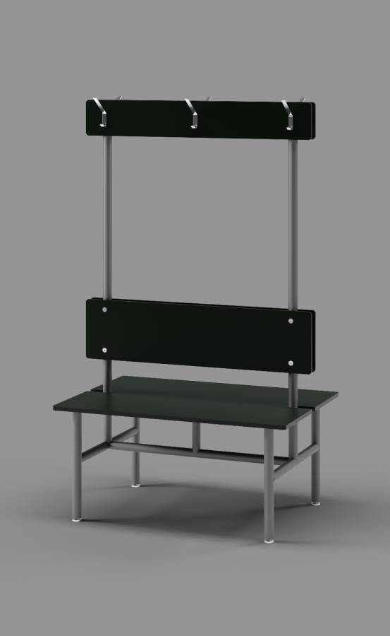 Black Double Bench with Clothes Hooks