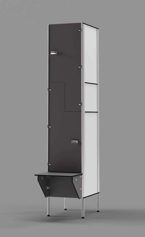 Slate Grey Z-tier US-style Locker with Bench