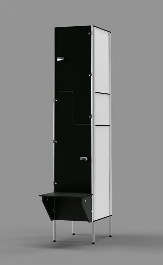 Black Z-tier US-style Locker with Bench