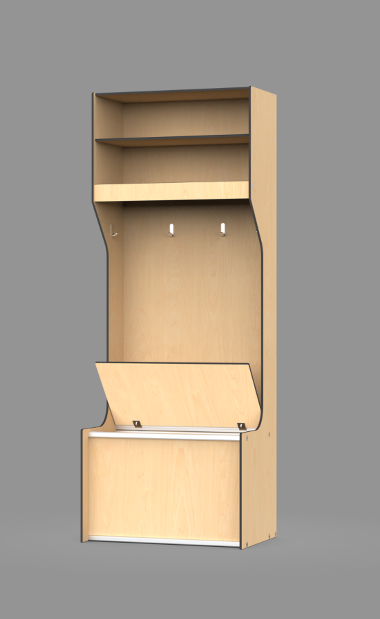 Champion Athletic Locker: 2 Upper Shelves | Open Seat Storage Compartment