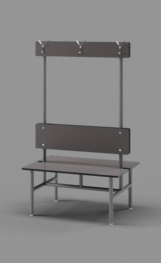 Slate Grey Double Bench with Clothes Hooks