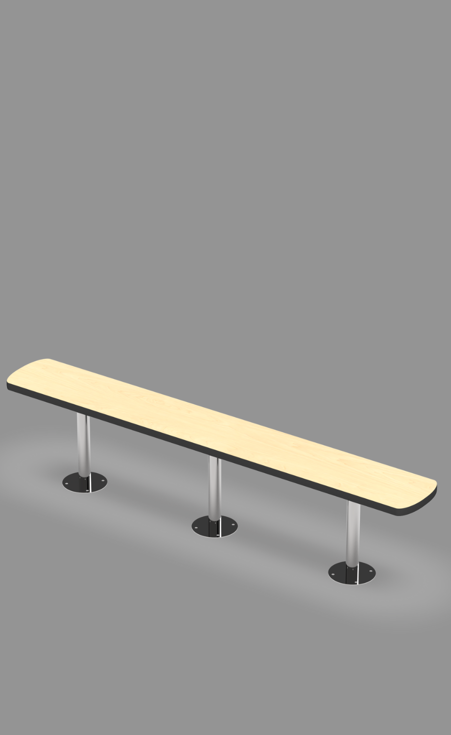 Single Bench on 3 Stainless Steel Posts