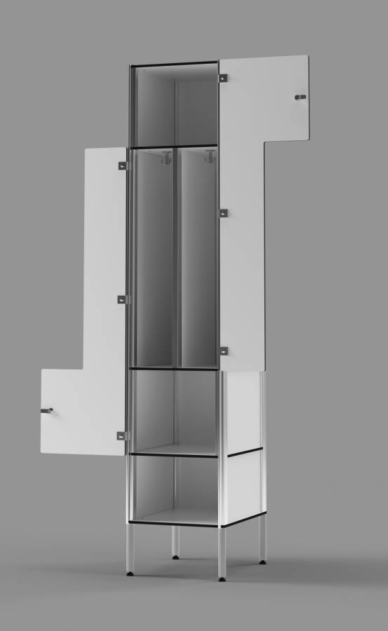 White Z-tier EU-style Locker with Cubby Open