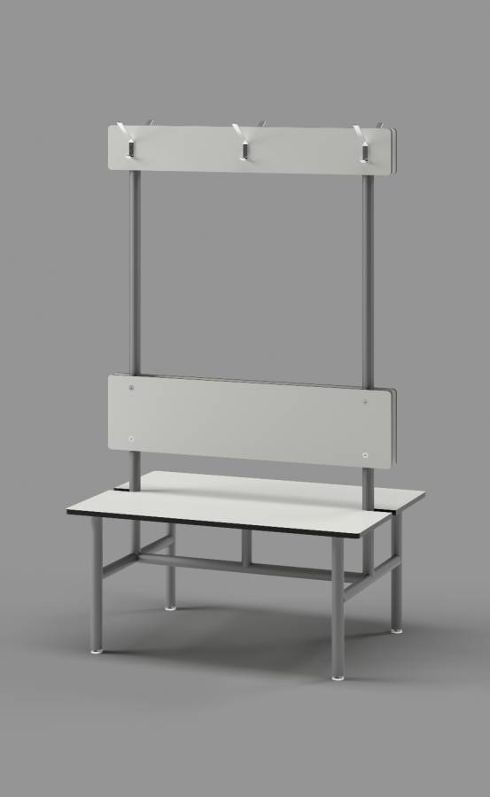 Fashion Grey Double Bench with Clothes Hooks