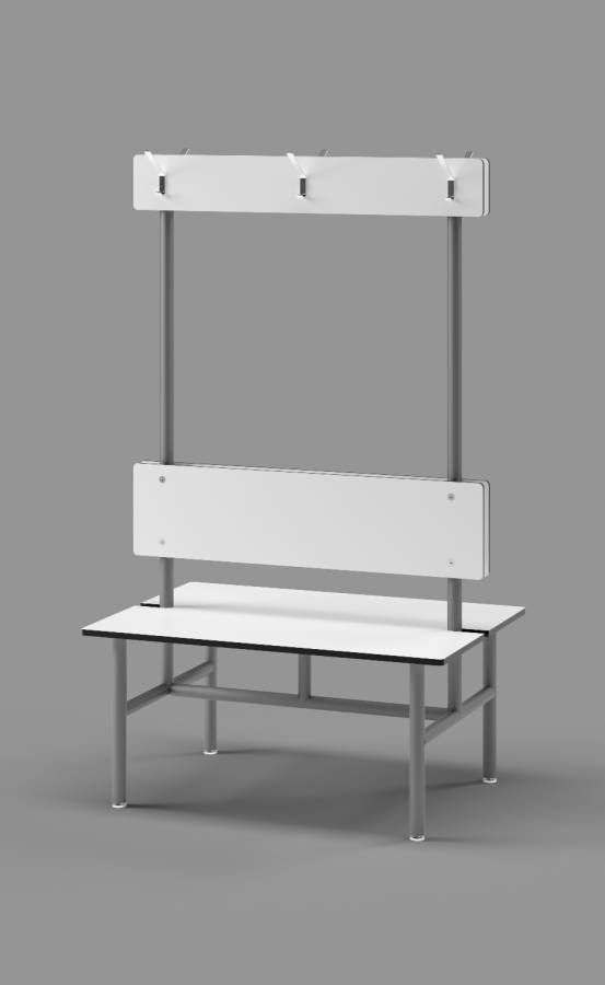 White Double Bench with Clothes Hooks