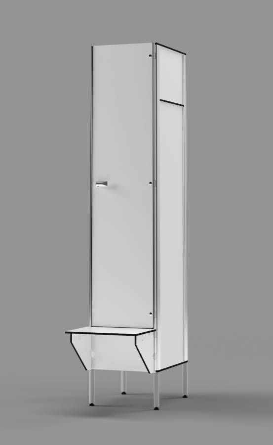 White 1-Tier Locker With Bench