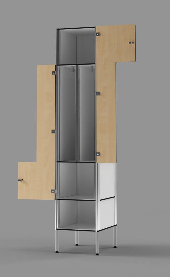 Maple Z-tier EU-style Locker with Cubby Open