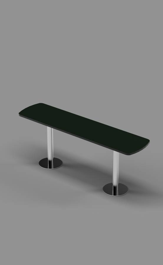 Black Single Bench on Stainless Steel Posts