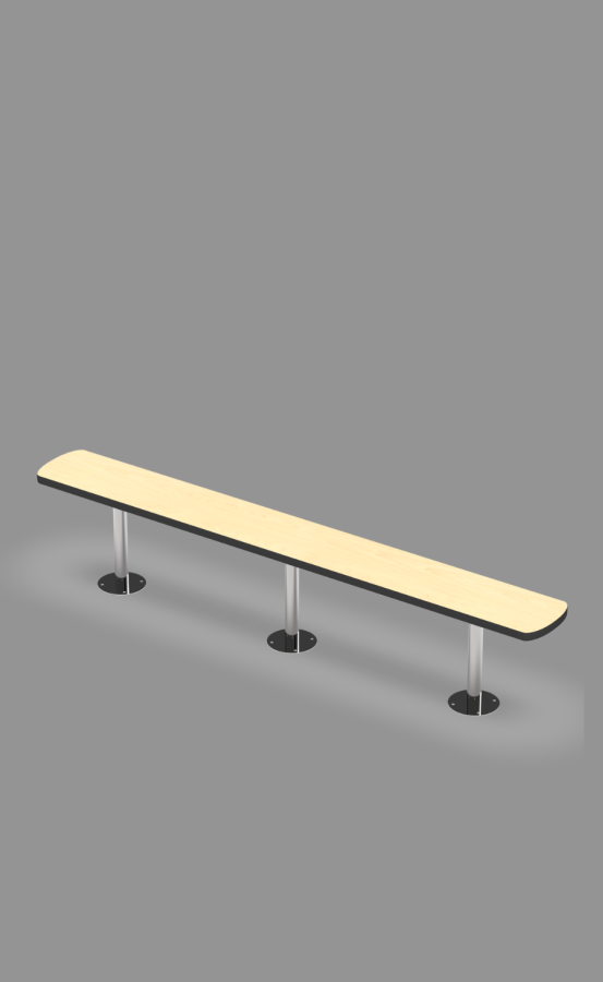 8 ft. long Single Bench on Stainless 3 Steel Posts