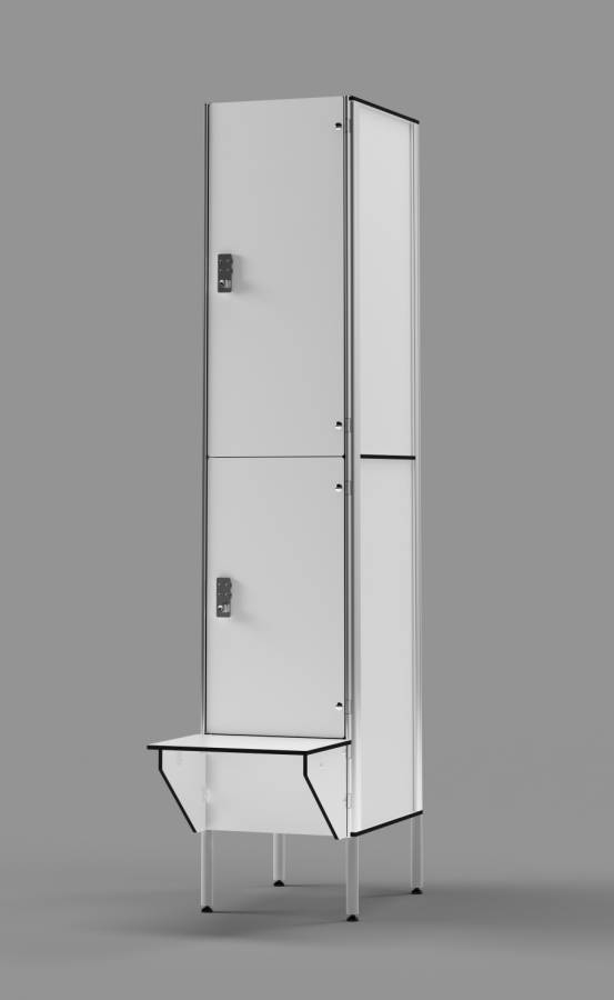 White 2-Tier Locker With Bench